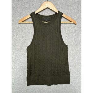Banana Republic Olive Green 100% Merino Wool Cable Knit Sleeveless Sweater Small